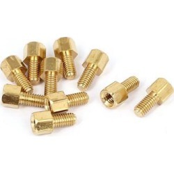M3x4mm+6mm Male to Female Thread 0.5mm Pitch Brass Hex Standoff Spacer 10Pcs