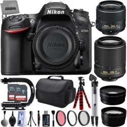 Nikon D7200 24.2MP 1080P DSLR Camera w/ 3.2' LCD - Wi-Fi & GPS Ready + 4 Lens - 18 to 200mm - 64GB - 30PC Kit - Nikon 18-55VR - Nikon 55-200VR Lens -