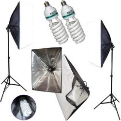 Studio Lighting Kit 2x Lamp Stands, 20' Soft Boxes, & 105w 5500K CFL = to 800w