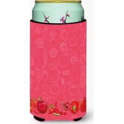 Fruits and Vegetables in Red Tall Boy Beverage Insulator Hugger BB5133TBC