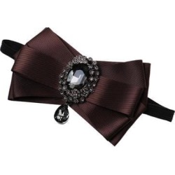 Men Tuxedo Adjustable Wedding Crystal Oval Decor Bowtie Bow Tie Hot Brown