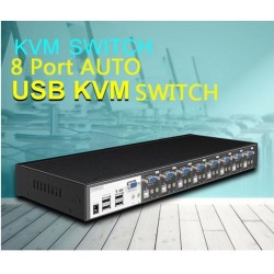 1920*1440 8 PORT USB2.0 VGA auto KVM Switch with Audio Stero support external USB devices,350MHz, DDC function with 1.5m professional KVM cable.