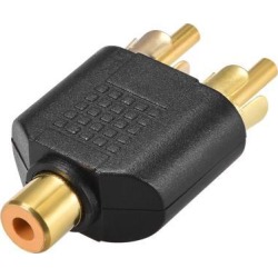 RCA Female to 2 RCA Male Connector Splitter Adapter Coupler Black for Stereo Audio Video AV TV Cable Convert