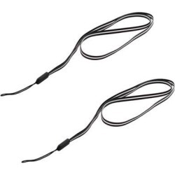 Camera Mobile Cell Phone PVC Stripe Pattern Neck Strap Lanyard White Black 2 PCS