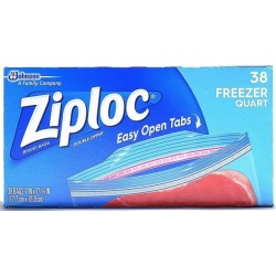 Ziploc 00381 Easy Open Freezer Bag, 1 Quart, 7' W x 7-7/16' L
