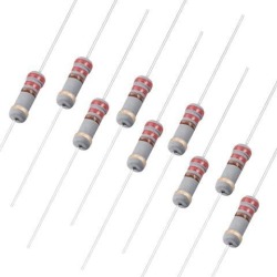 1W 220 Ohm Carbon Film Resistor 5% Tolerance 4 Color Bands Fixed Resistor 200Pcs