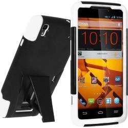 Amzer Double Layer Hybrid Case with Kickstand - Black/ White for ZTE MAX N9520