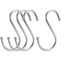 Stainless Steel S Hooks 3.2' S Shaped Hook Hangers for Kitchen Bathroom Bedroom Storage Room Office Outdoor Multiple Uses 4pcs