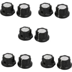 10Pcs 6mm Shaft Hole Potentiometer Control Rotary Knob Cap Black