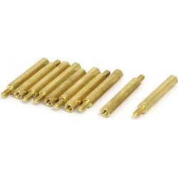 M3 x 30mm+6mm Male to Female Thread Brass Hex Hexagonal Standoff Spacers 10PCS