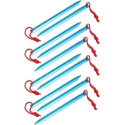 10pcs 7' Length Aluminum Alloy Tri-Beam Tent Stakes Royal Blue w Rope