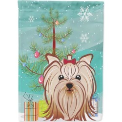 Christmas Tree and Yorkie Yorkishire Terrier Flag Garden Size BB1576GF