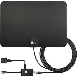 1byone hdtv antenna, hd digital indoor tv antenna upgraded 2018 version, 50-80 miles long range with amplifier signal booster f
