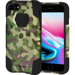 Amzer Dual Layer Designer Hybrid KickStand Case - Camouflage Green for iPhone 8 Plus