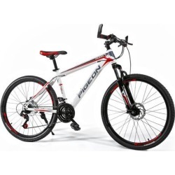 FLYING-PIGEON 26" High carbon steel frame mountain bike Shimano dip 21 speed MTB bicycle-White/Red