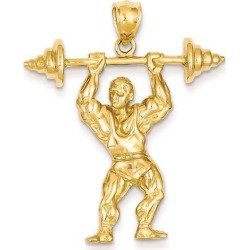 14k Bodybuilder with Weights Pendant