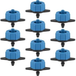 Pressure Compensating Dripper 2 GPH 8L/H Emitter for Garden Lawn Drip Irrigation with Barbed Hose Connector, Plastic Black Blue 15pcs