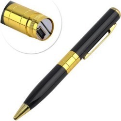 Mini HD USB DV Spy Camera Pen Recorder Hidden Security DVR Cam Video 724 x 480 black and gold