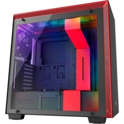 NZXT H700i - ATX Mid-Tower PC Gaming Case - Tempered Glass Panel - Enhanced Cable Management System - Water-Cooling Ready - Black/Red