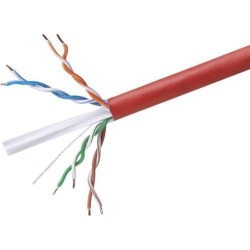 Monoprice Cat6 Ethernet Bulk Cable - Network Internet Cord - Solid, 500Mhz, UTP, CMR, Riser Rated, Pure Bare Copper Wire, 23AWG, 1000ft, Red