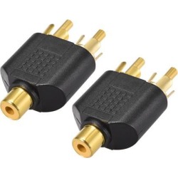 RCA Female to 2 RCA Male Connector Splitter Adapter Coupler 2Pcs for Stereo Audio Video AV TV Cable Convert