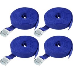 9M x 25mm Lashing Strap Cargo Tie Down Straps w Cam Lock Buckle 250Kg Work Load, Blue, 4Pcs