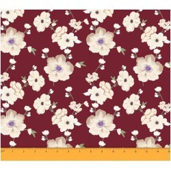 Soimoi Dressmaking 60 GSM Floral Printed Cotton Fabric For Sewing By The Meter 58 Inches Wide - Maroon