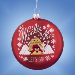 4' Red Angry Birds 'Winter Is Here' Decorative Christmas Disk Ornament
