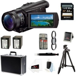 SONY AX100: Sony FDR-AX100/B FDRAX100 AX100 4K Ultra HD Camcorder (Black) + Sony 64GB SDXC Memory Card + 67mm Photo Essentials Kit + Power Battery.