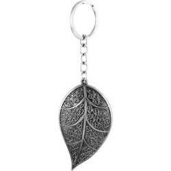 Gray Leaf Shaped Pendant Keyring Keychain Key Ring Ornament 6.5 x 4cm