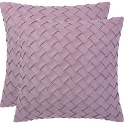 Throw Pillow Cover Stylish Basket Weave Pattern Soft Solid Decorative Pillow Case Home Decor Design Cushion Cover for Sofa Bedroom Car, Purple.
