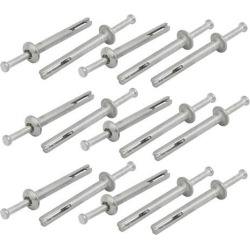 6mm Punch Dia 50mm Depth Zinc Alloy Drive Anchor Silver Tone 15pcs