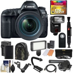 Canon EOS 5D Mark IV 4K Wi-Fi Digital SLR Camera & 24-70mm f/4L IS USM Lens + 128GB CF Card + Battery & Charger + Backpack + Flash + LED Light +.
