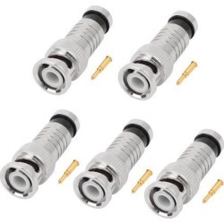 5 Pcs CCTV Camera BNC Male Couple Coaxial Cable Connector Silver Tone