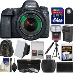 Canon EOS 6D Mark II Wi-Fi Digital SLR Camera & EF 24-105mm IS STM Lens with 64GB Card + Backpack + Flash + Battery & Charger + Tripod + Filters Kit