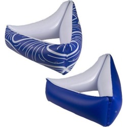 Set of 2 Inflatable Blue and White Catalina Swimming Pool Chairs, 29-Inch