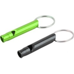 Unique BargainsAnimal Metal Pendant Keychain Split Ring Dog Training Whistle Tricolor 2 PCS