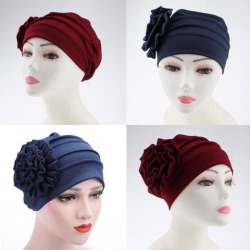 2Womens Flower Stretch Turban Hat Hijab Cap Head Wrap Hair Loss Chemo Beanie