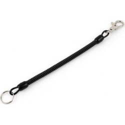 Metal Swivel Lobster Clasp Coiled Lanyard Keyring Key Holder Black 20.5cm