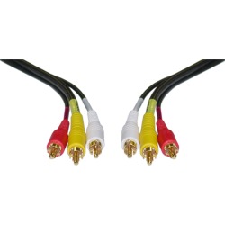 Cable Wholesale Stereo / VCR RCA Cable 2 RCA (Audio) + RCA RG59 Video Gold Plated 25 ft