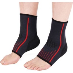 Unique Bargains 1 Pair Dark Gray Red Knitting Ankle Brace Support for Sport Running Basketball