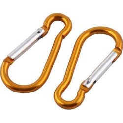 Travel Camping Aluminum Alloy Carabiner Spring Snap Hooks Keyring Yellow 2pcs