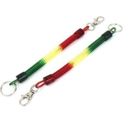 205mm Long Metal Lobster Snap Clip Stretchy Coil Strap Keyring Lanyard 2pcs