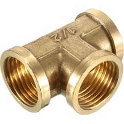 Brass Tee Pipe Fitting 1/2 PT Female Thread T Shaped Connector Coupler