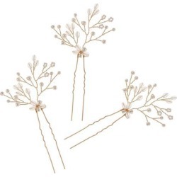 Women Bride Crystal Pearl Hair Pins Clips Wedding Hair Jewelry Accessories