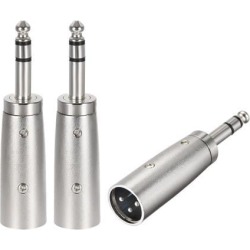 XLR Male to 1/4' Male TRS Adapter, Gender Changer - XLR-M to 6.35mm Coupler Adapters, Microphones Plug In Audio Connector, Mic Male Plug,3pcs
