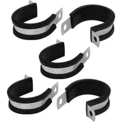 30mm Dia EPDM Rubber Lined P Clips Cable Hose Pipe Clamps Holder 5pcs