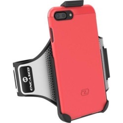 iPhone 7 Plus Armband Gym Kit, (Click-N-Go) Workout Armband + Sport Case (2 pc set) By Encased (Coral Pink)