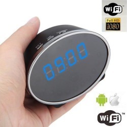 1080P HD Wireless WiFi IP SPY Hidden Camera Clock & DVR For Android & iPhone Night Vision Oval Shape
