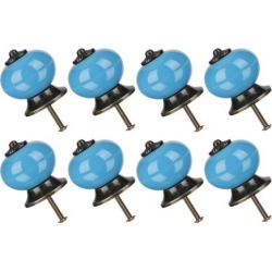 8pcs Ceramic Knobs Drawer Knob Round Pull Handle Home Door Replacement Cupboard Wardrobe Dresser Decoration Blue